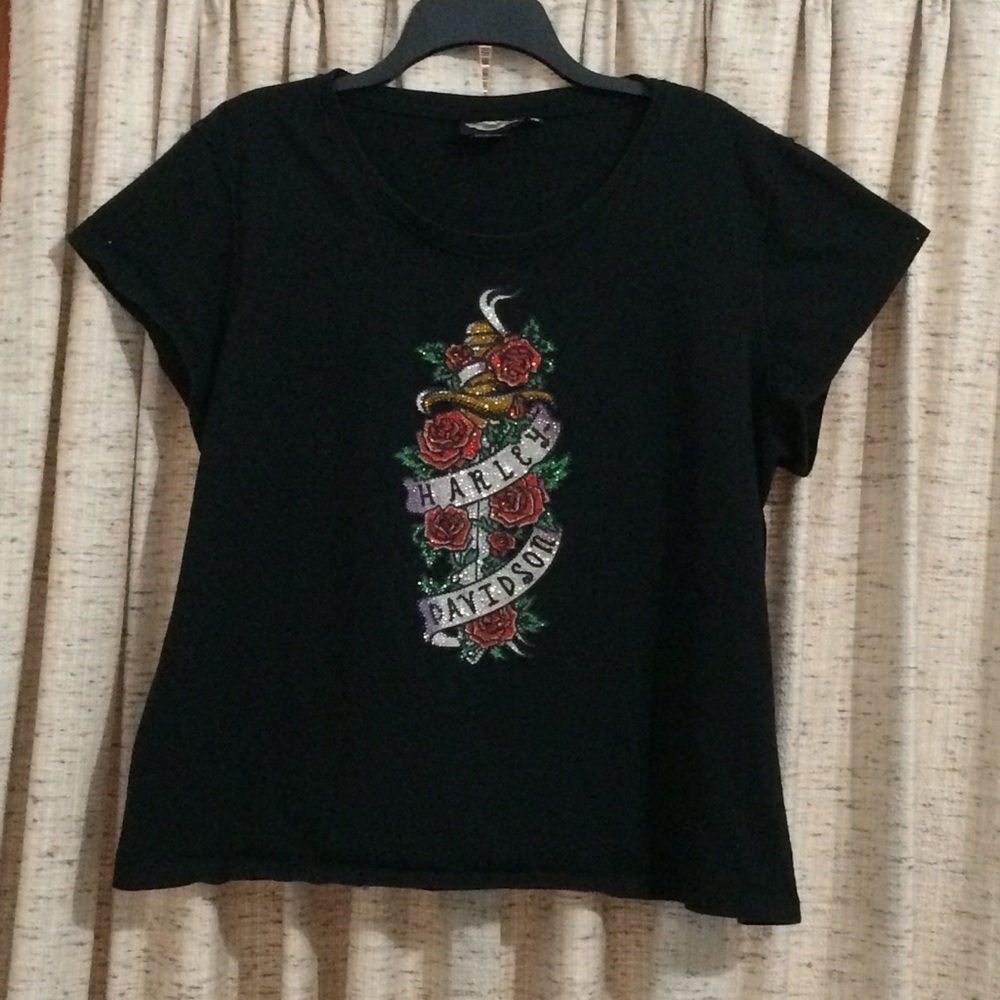 Harley-Davidson Rose Bling Graphic Short Sleeve T-Shirt - 18/20